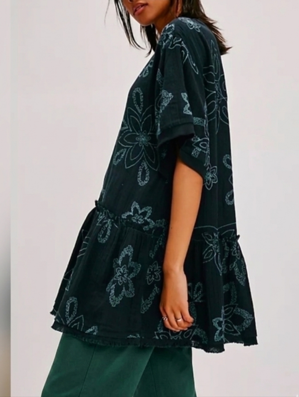 Free People Black Floral Mini Dress